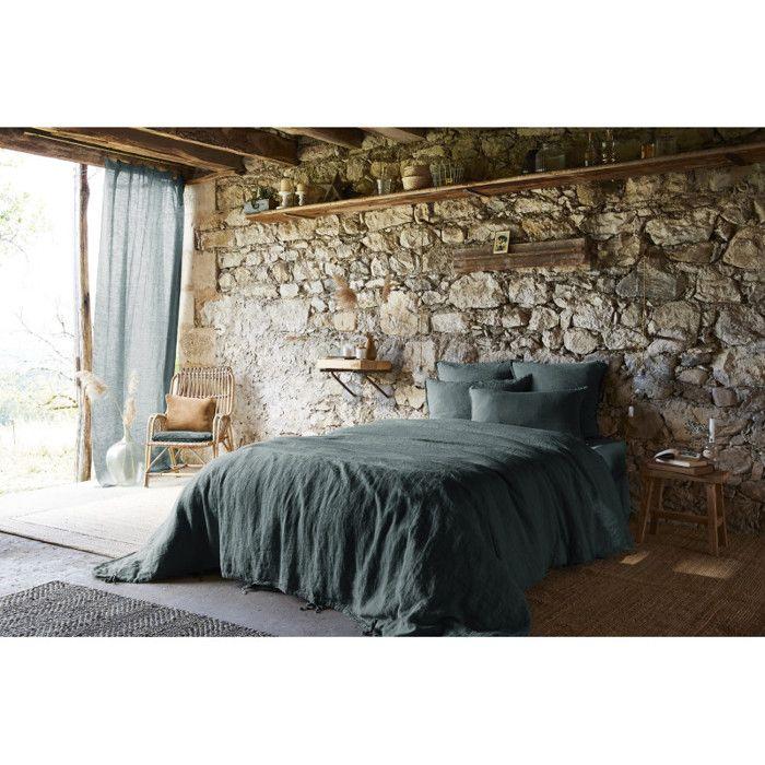 Drap plat "Soline" toutes dimensions Lin lavé - 240x300 - Soline Ardoise