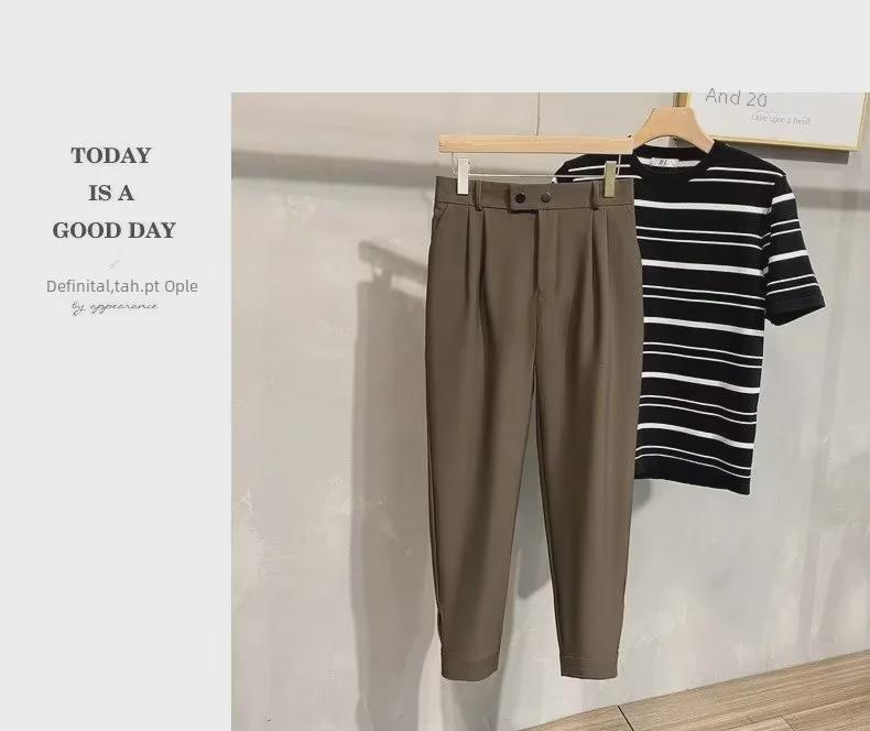 Heren Trendy Koreaanse Stijl Cropped Harembroek - Veelzijdig, Soepelvallend Pak Pasvorm voor Lente en Zomer