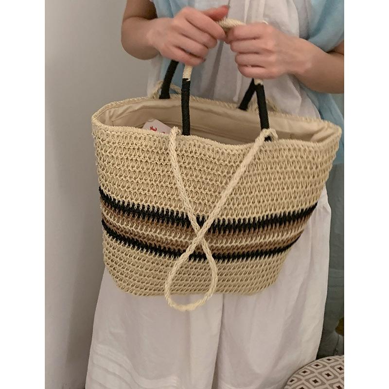 Zomer stro geweven tas met grote capaciteit dames nieuwe strand geweven handtas tote tas