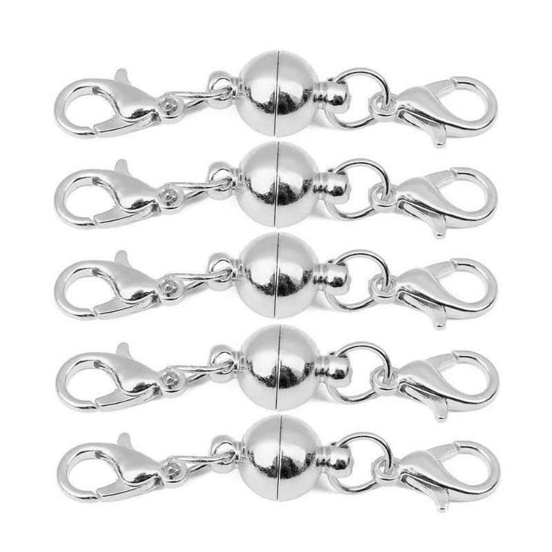 5 Pairs Ball Magnet Buckle DIY Jewelry Magnetic Clasp Connector with Lobster Clasp Magnetic Buckle Alloy Accessories