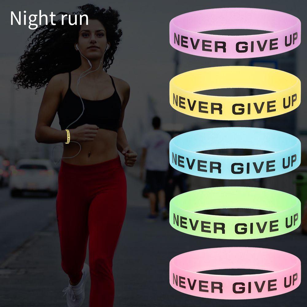 Motivational Friendship Silicone Wristband Men Women Luminous Rubber Bracelet Sport Cuff Bangle Never Give Up