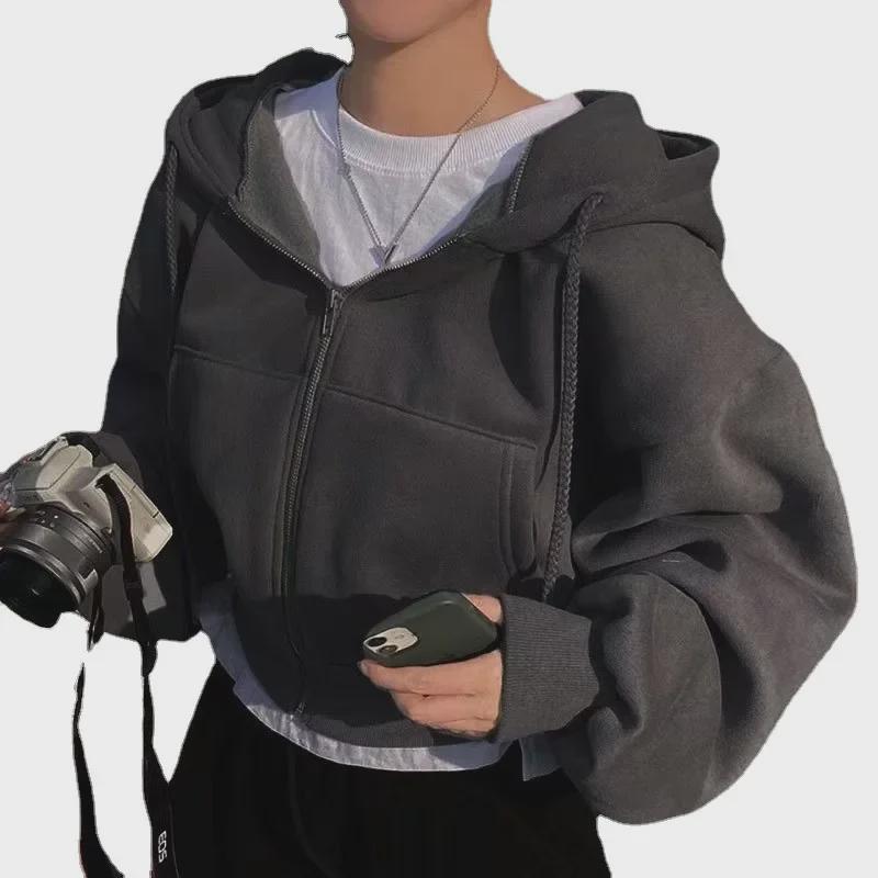 Women's 2023 Autumn/Winter Velvet Hoodie: Slim, Versatile Zip-Up Sweatshirt
