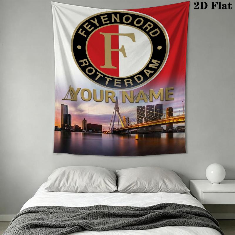 Custom Name Feyenoord Wall Tapestry Aesthetic Wall Hanging Printed Fabric Blanket Decorative Tapestries for Bedroom Living Room Home Decor