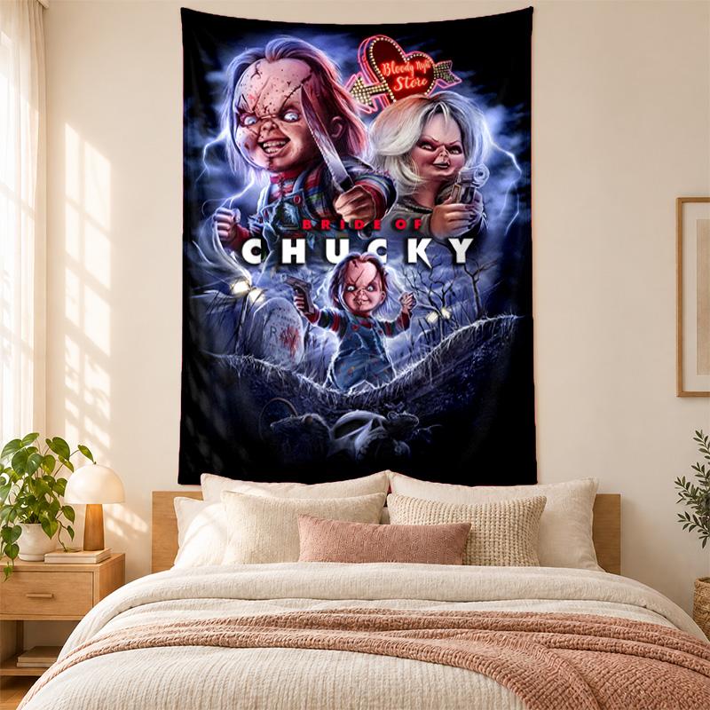 Chucky with Tiffany Tapestry highquality for decorating living room bedroom dorm walls ideal as bedroom wallart orholiday gift
