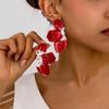 Gradual Change Of Pink Petals Dripping Oil Exaggerated Earrings, Fashion High Sense Sweet Wind Temperament Versatile Earrings