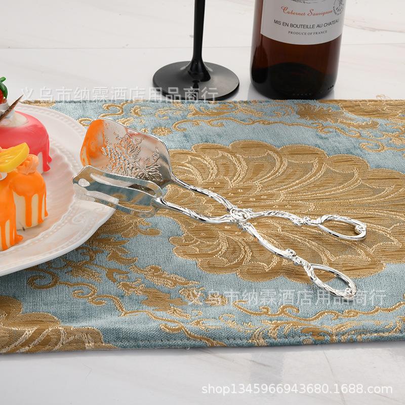 Gold-plated Silver Light Luxury Food Tongs Salad Fruit Cake Clip Macaron Dessert Clip Barbecue Tongs Food Tableware Meal Clip