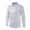 Men's Casual Business Solid Color Fashion Inlaid Sequin Long Sleeve Lapel Shirt
