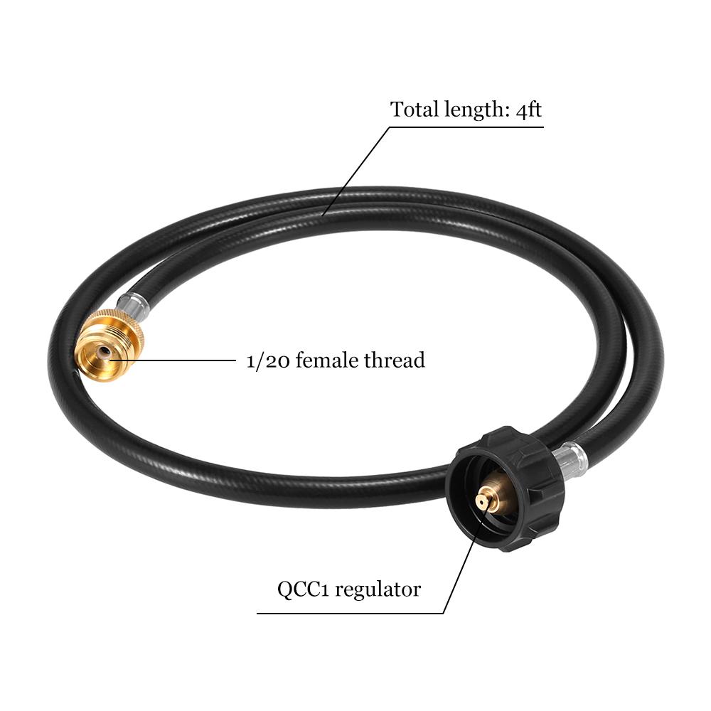 4 Feet Propane Adapter Hose 1 LB To 20 LB Converter Replacement Safety QCC1/Type1 Connect To 1 LB
