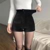 Women's Black Shorts High Waist Autumn Winter Fashion Tight Sexy Stretch Y2k Corduroy Female Casual Pants