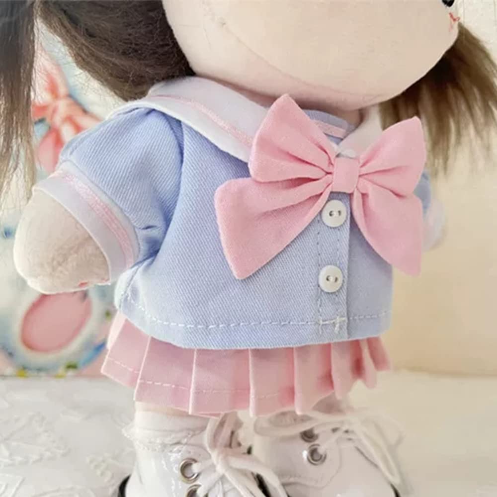 Niannyyhouse 20cm Plush Toy, Kindergarten Set, Sailor Uniform, Jacket, Skirt, Dress-Up, Cotton Doll, Accessories