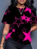 Women's Colorful Letter Printed T-shirt - Soft and Breathable Short-sleeved Round Neck Casual Top
