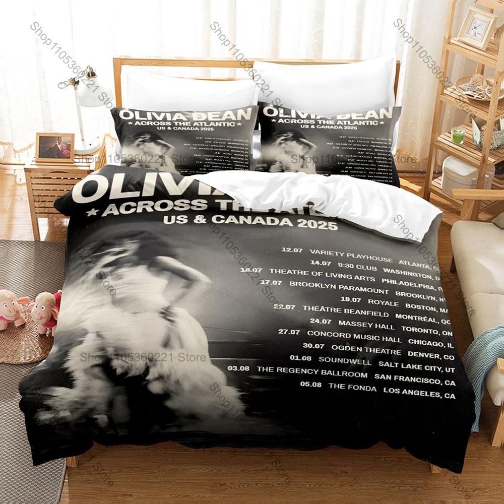 Olivia Dean Fan Merchandise Dekbedovertrek + 2 Kussenslopen, Modieuze Print Beddengoed Set voor Muziekliefhebbers Collectie