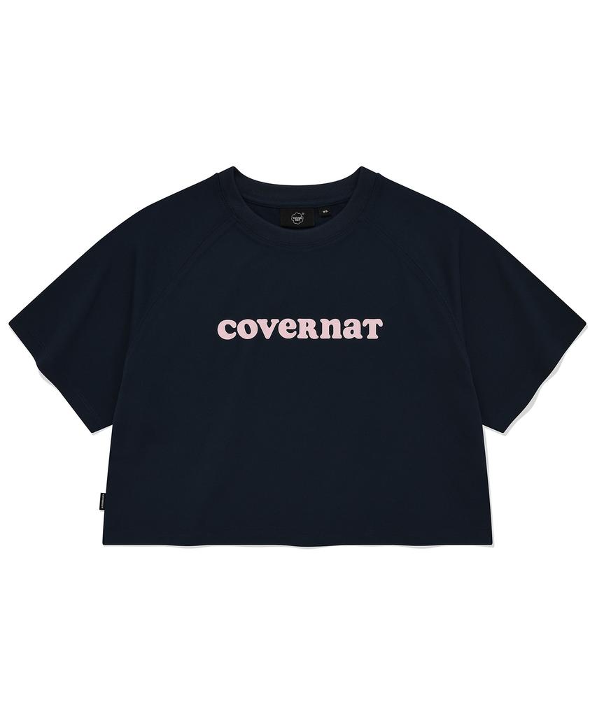COVERNAT WOMAN Cooper Logo Ice Crop T-Shirt Navy