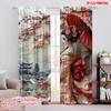 2pcs Spring Party Curtain Vintage Japanese Geisha Polyester,Without Electricity Versatile Perfect for Bedroom Living Room