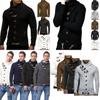 Elegant Men Long Sleeve Knitted Sweater With Horn Buttons And Turtleneck Coat Cardigan