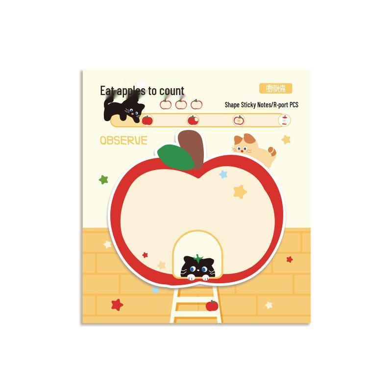 Creative Apple-Shaped Sticky Notes: High-Quality, Irregular Design, Excellent Adhesion, Perfect for Student Diaries and Office Messages.
