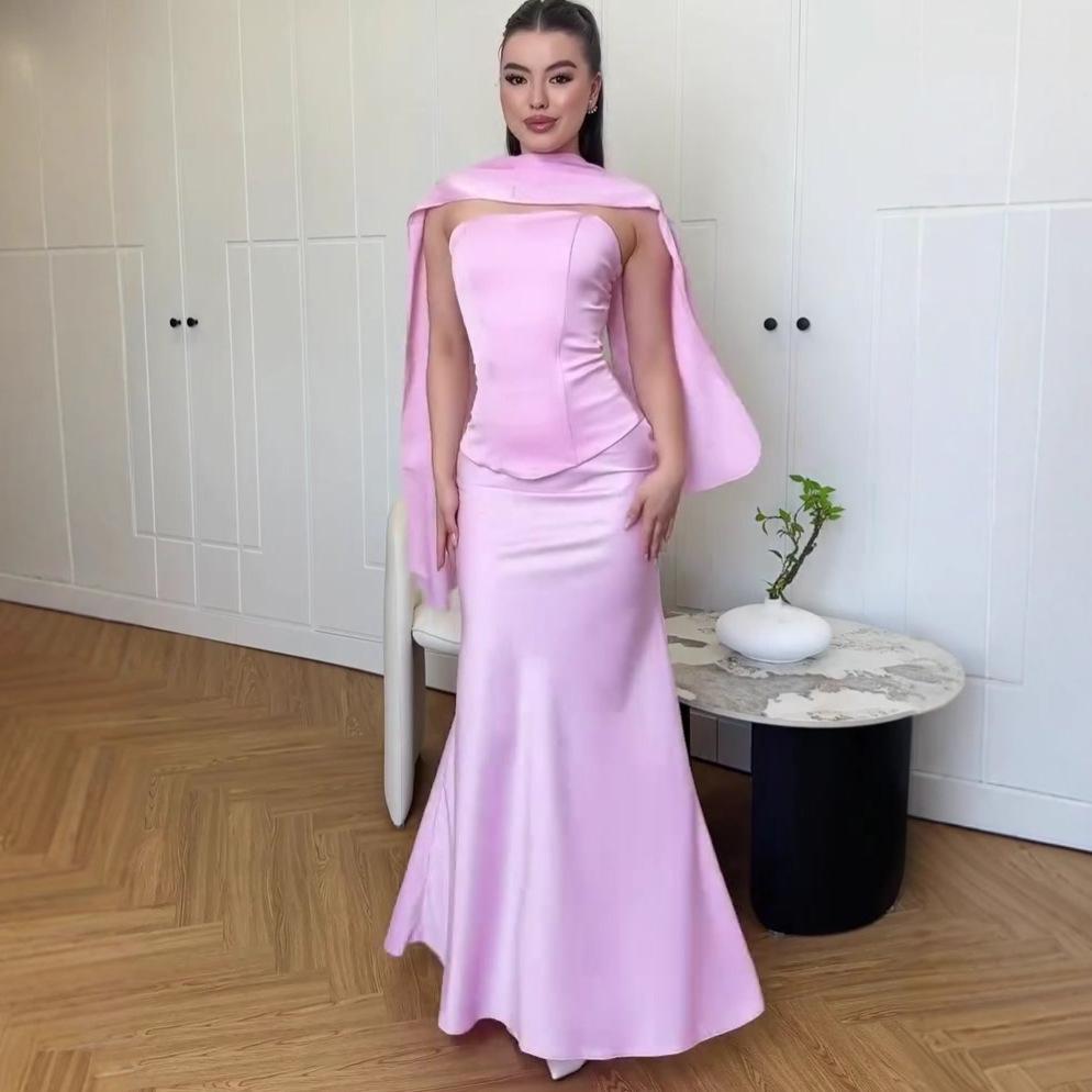 2025 Satin Off-the-Shoulder Bodycon Dress - Summer Collection