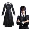 Wednesday Addams Black Dress for Women Girls Halloween Cosplay Costume