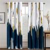 Luxury Design Abstract Geometric Art Blue Grey Modern 2 Pieces Free Shipping Thin Window Curtain For Living Room Bedroom Decor