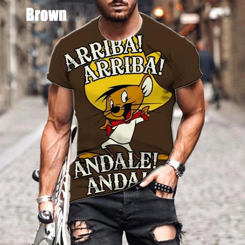 Summer New Classic Anime Character Speedy Gonzales 3D Printing Men's Short-sleeved T-shirt Funny Cartoon Unisex Sports T-shirt