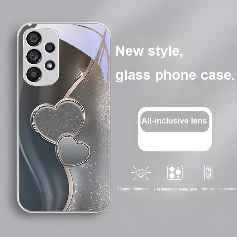 Gradient Green Love Silvery For Samsung Galaxy Note 10 Plus S20 21 FE S23 Ultra S8 9 A70 72 73 50 51 52 53 Glass Phone Case