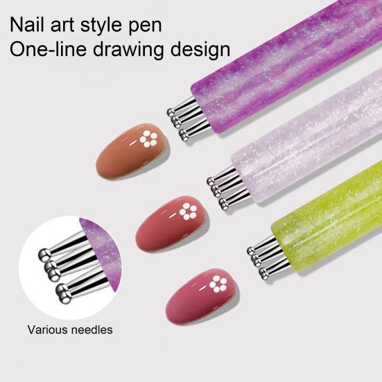 1/4Pcs Flower Nail Dotting Pen 5-Petal Flower Nail Design Ballpoint Pen with Stainless Steel Ball DIY Home Salon Manicure Art Tools
