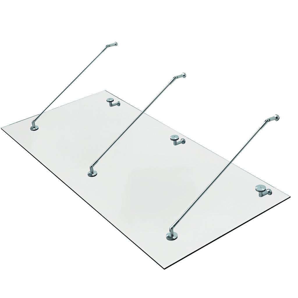 Vordach Glas Vordach Tür Vordach Sicherheitsglas (ESG) Edelstahl Klares Glas 200x90cm
