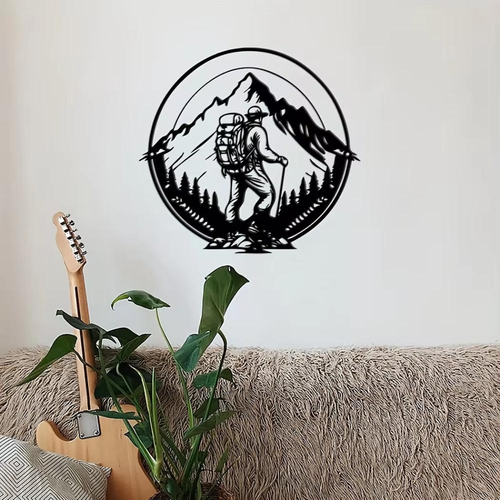 1 Stück Kletterer-Wanddekoration, rundes Bergsteiger-Schild, Ornament, stilvolle Bergwandkunst, perfekt für Bergsport