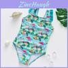 Girl Swimwear With Flamingo Print And Ruffle Shoulder Straps For Water Sports