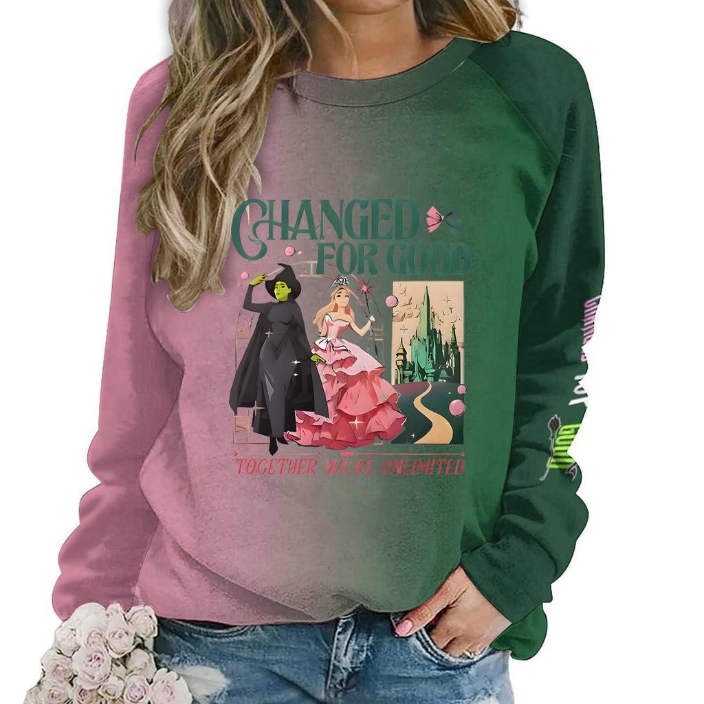 Women's Fashion Casual Round Neck Loose Long Sleeve Color Sweatshirt