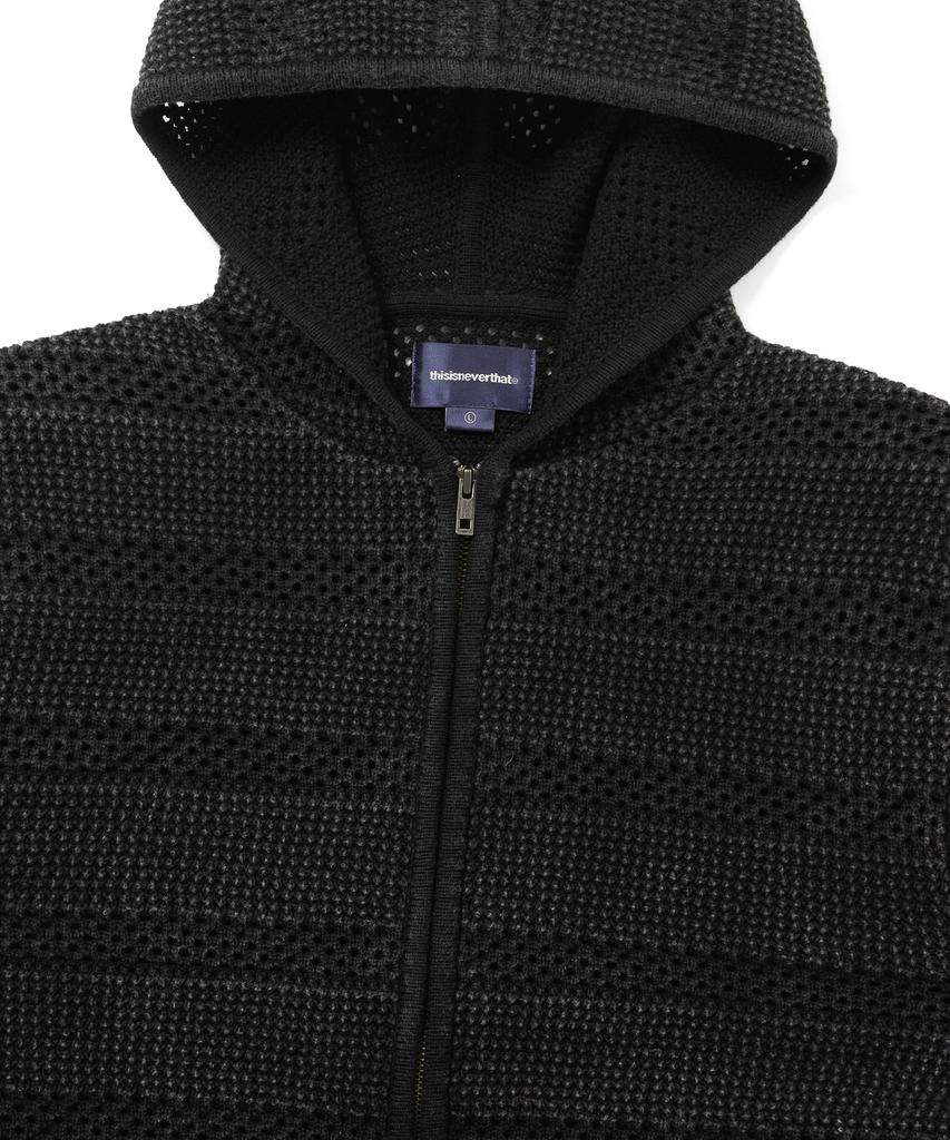 Thisisneverthat Crochet Knit Zip Hoodie Washed Black