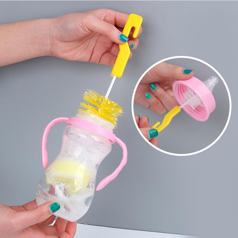 2PCS/Set Milk Bottle Cups Brushes 360 Degree Clean Upright Nylon Bottle Brush Long Handle Cup Brush Baby Bottle Brush