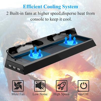Vertical Stand For PS4 Pro with Cooling Fan,Charge 2 Controller At the Same Time
