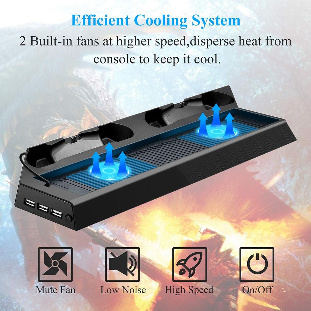 Verticale standaard voor PS4 Pro, dubbele oplader met dubbele ventilator