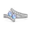 Moonstone Twin Stone Pave Bypass Ring - 925 Sterling Silver