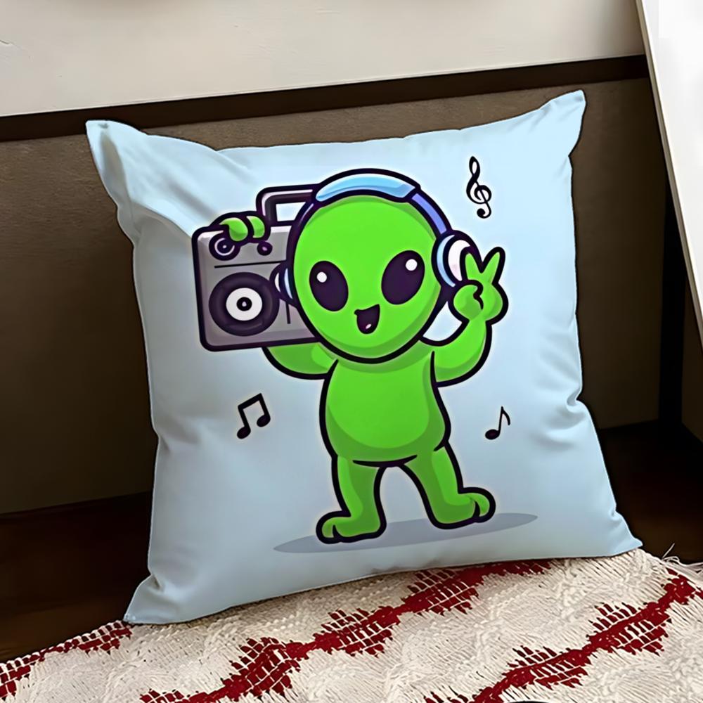 Loopy Silly Alien Cushion Cover Reversible Soft Durable Pillow Cover Home Car MultiScene Use for Daily Comfort