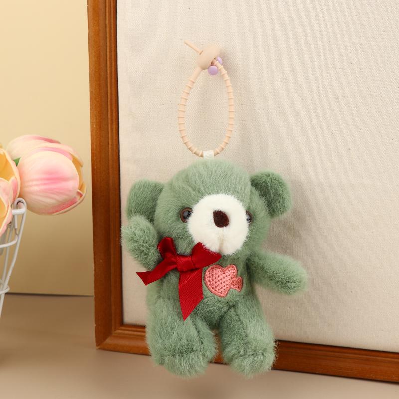 12cm Cute Overalls Bear Bear Plush Pendant Couple Hanging Accessories Cartoon Bear Bag Charm Decor Gift