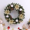 2025 Weihnachtskranz Türkranz mit Lichtern Vintage Bauernkranz mit Tannenzapfen Herbst für Thanksgiving Weihnachtsdeko 40/30cm