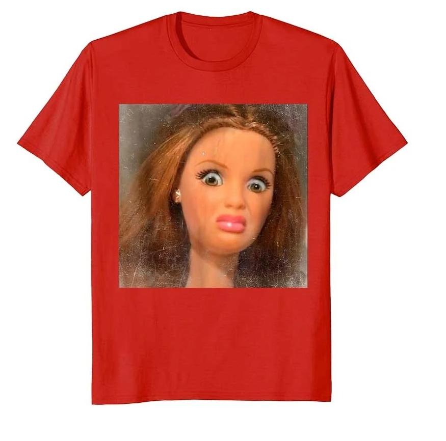 Lustiges Ekelhaftes Puppengesicht Meme T-Shirt für Unisex Unisex T-Shirts Kurzarm Tops Lässige Mode Harajuku Kawaii Y2K Kleidung