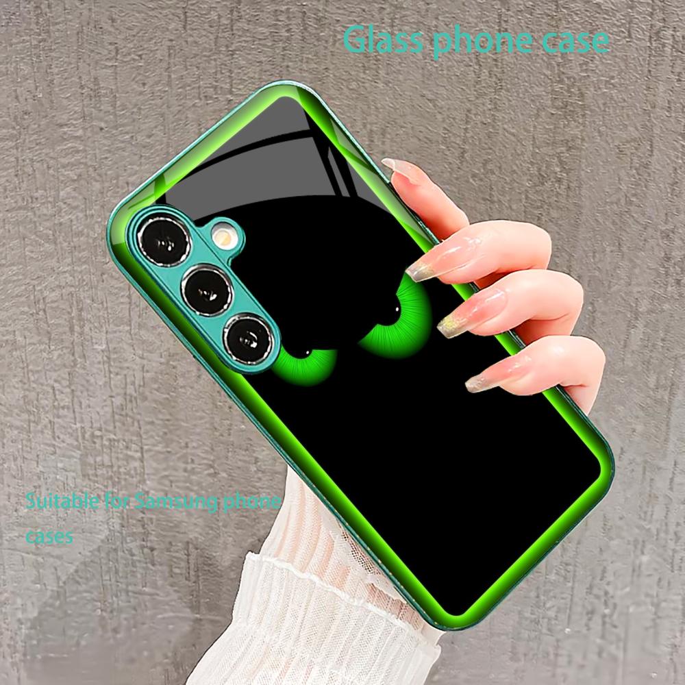 The Green Little Devil Glass PhoneCase for Samsung Galaxy S26 S25 S24 S23 S22 S21 FE Ultra Plus Built-in Glass Green Exquisite