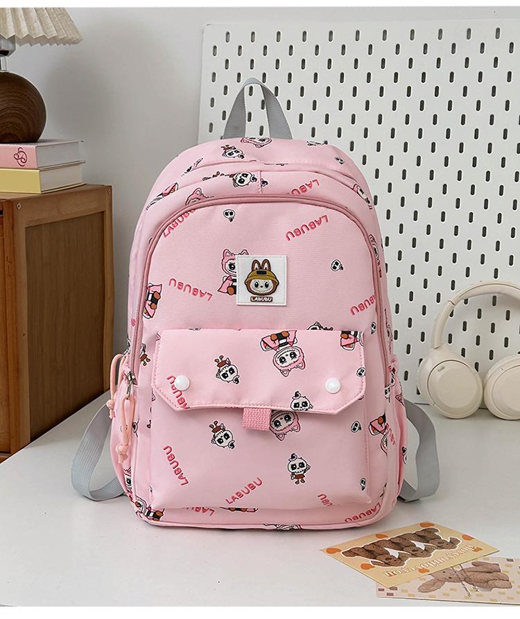 School Bag for Primary and Secondary School Students Cute Cartoon Printed School Bag Labu Cloth Casual Versatile Backpack College Style Backpack