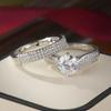 Classic Women Wedding Ring Inlaid CopperColor Cubic Zirconia Engagement Rings Set for Bride Jewelry  New Anniversary Gifts