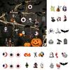 Spooky Party Decorations 6Pcs Halloween Wooden Hanging Decoration, Ghost Pumpkin Eyeball Themed Decoration Ornament with Rope, Holiday Decor Wall