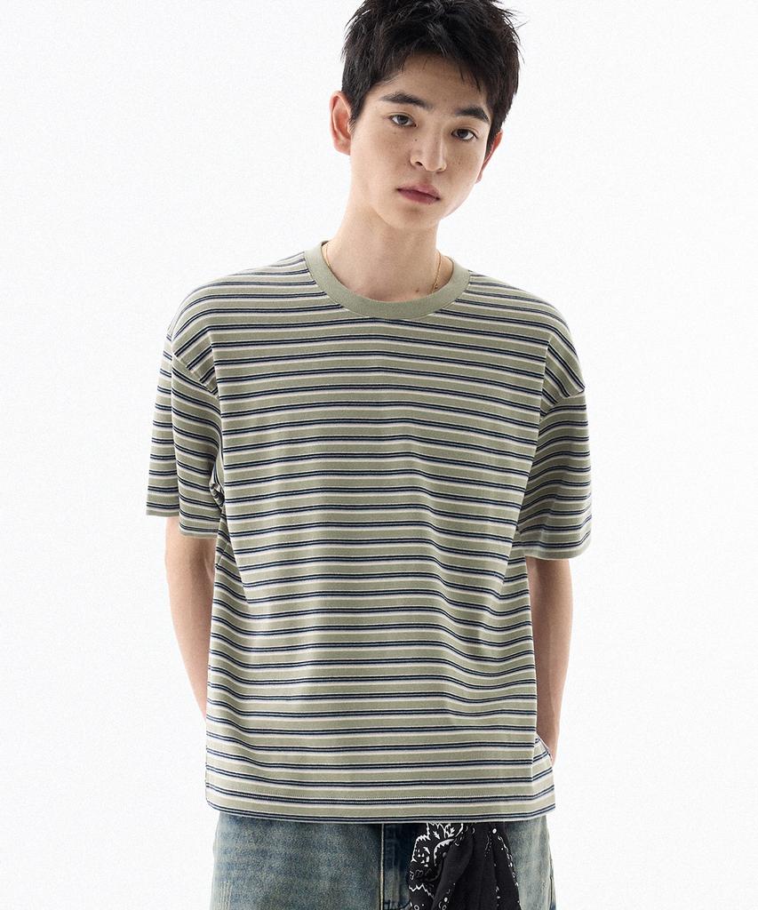 FILLUMINATE Semi-Crop Tone-On-Tone Striped T-Shirt - 3 Colors