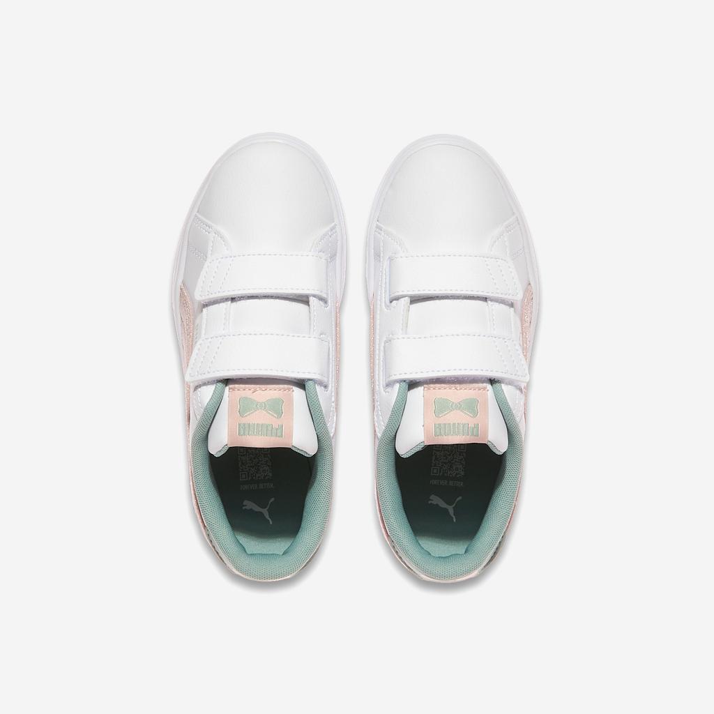 Puma Smash 3.0 Girl Velcro Preschool [PKI40341801-PUMA White-Mauve Mist-Light Moss]