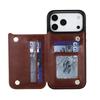 iPhone 17 Pro Max Lederen Stand Case met Kaarthouder & Dubbele Gesp
