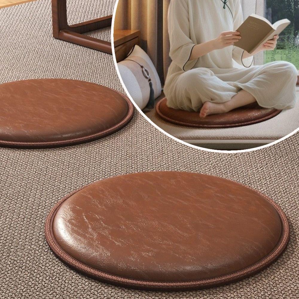 Coussin Zafu Épais en Cuir Antidérapant Doux Siège Rond Pad Assise Imperméable 35/40cm Coussin de Chaise de Salle à Manger Salon