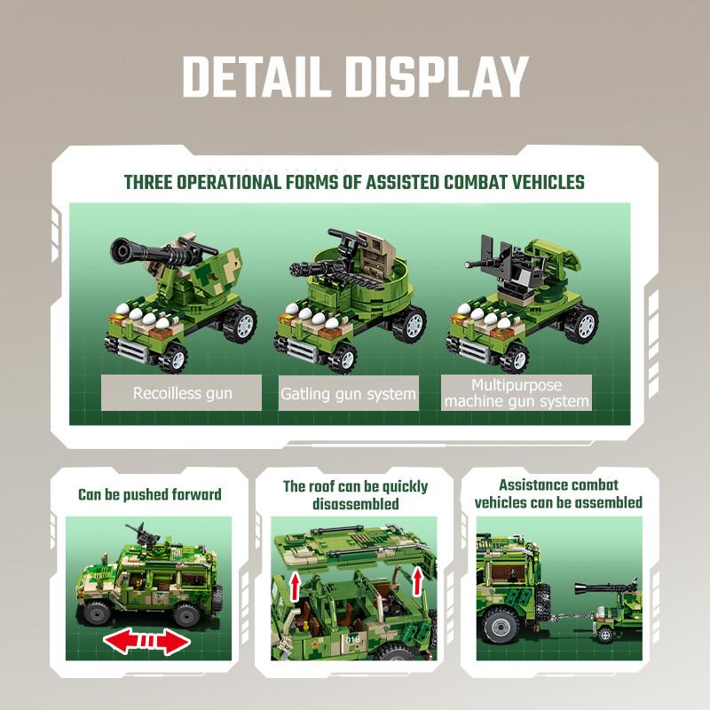 Military Series Patrol Vehicle Assemblage Building Blocks MOC Car Construction Set for Boys Educational Toys Holiday Gifts