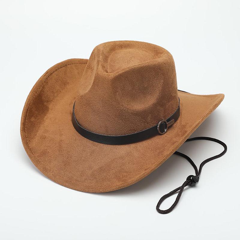 Autumn and Winter Suede Jazz Hat Children French Belt Panama Top Hat Crimped Retro Western Cowboy Hat Men