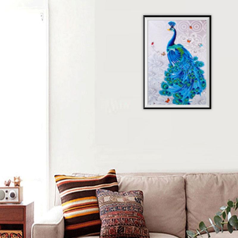 5D Diy Diamond Painting Animal Peacock Mosaic Kit Round Diamond Imitation Cross Stitch Home Decoration